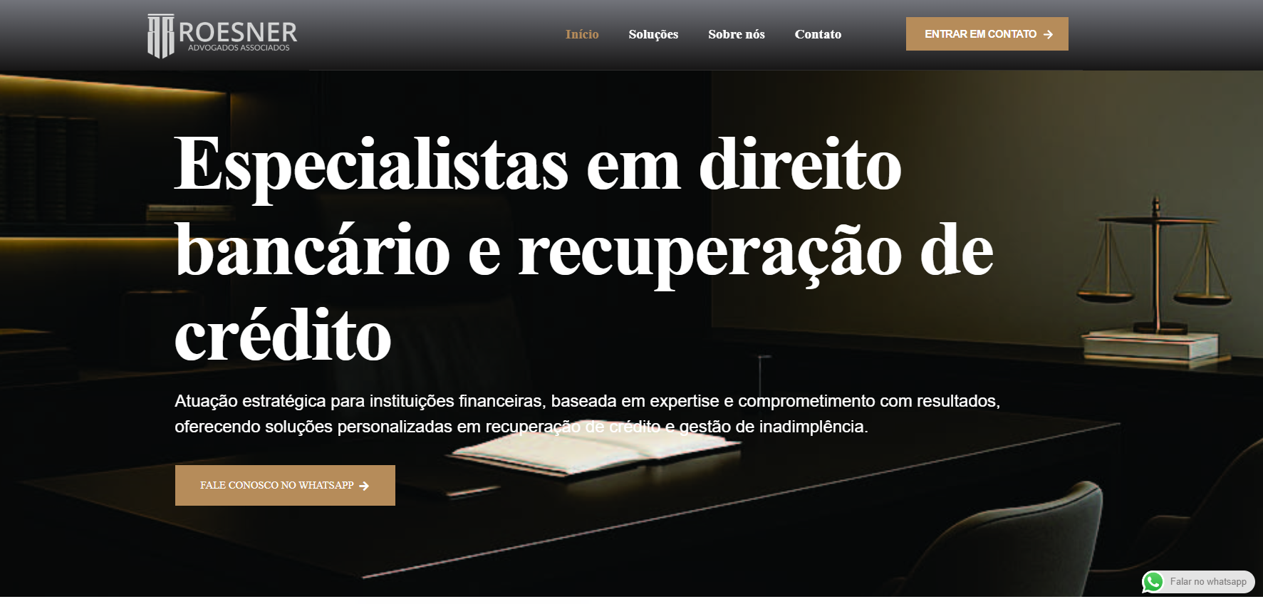 Screenshot da landing page